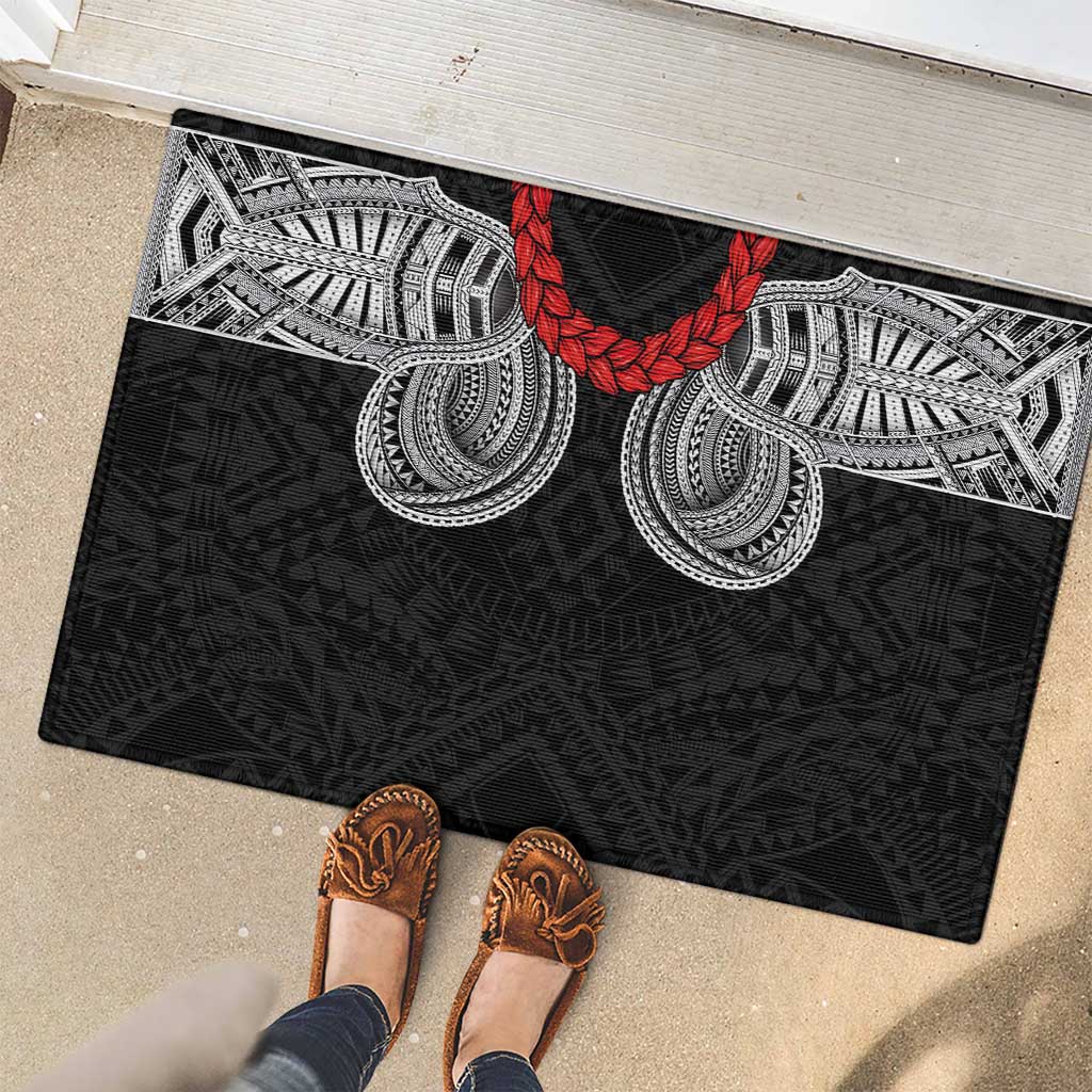 Samoan Traditional Art Tattoos Rubber Doormat Tatau Tribal Motifs with Ula Fala Black LT03 - Polynesian Pride