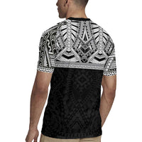 Samoan Traditional Art Tattoos Rugby Jersey Tatau Tribal Motifs with Ula Fala Black LT03 - Polynesian Pride