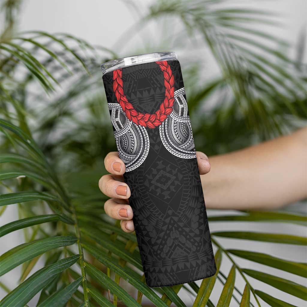 Samoan Traditional Art Tattoos Skinny Tumbler Tatau Tribal Motifs with Ula Fala Black LT03 - Polynesian Pride