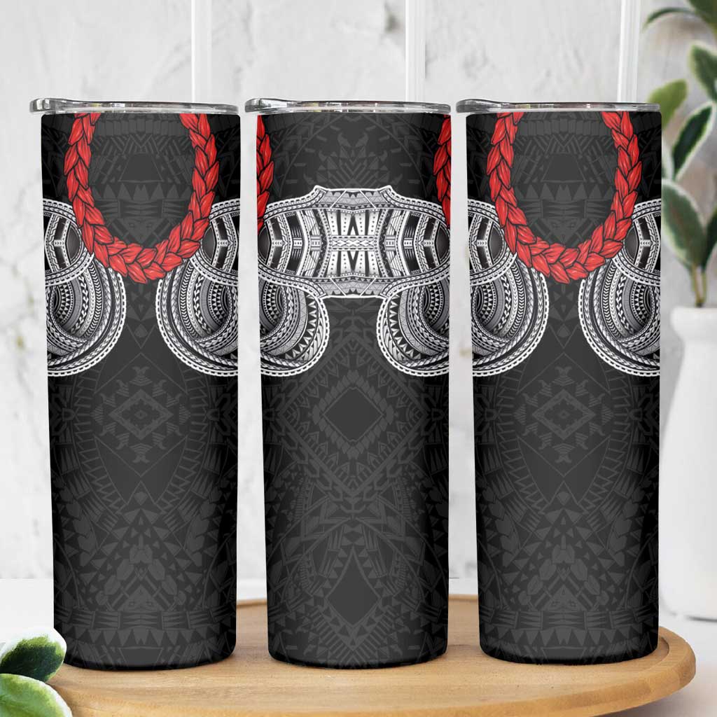 Samoan Traditional Art Tattoos Skinny Tumbler Tatau Tribal Motifs with Ula Fala Black LT03 - Polynesian Pride