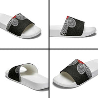 Samoan Traditional Art Tattoos Slide Sandals Tatau Tribal Motifs with Ula Fala Black LT03 - Polynesian Pride