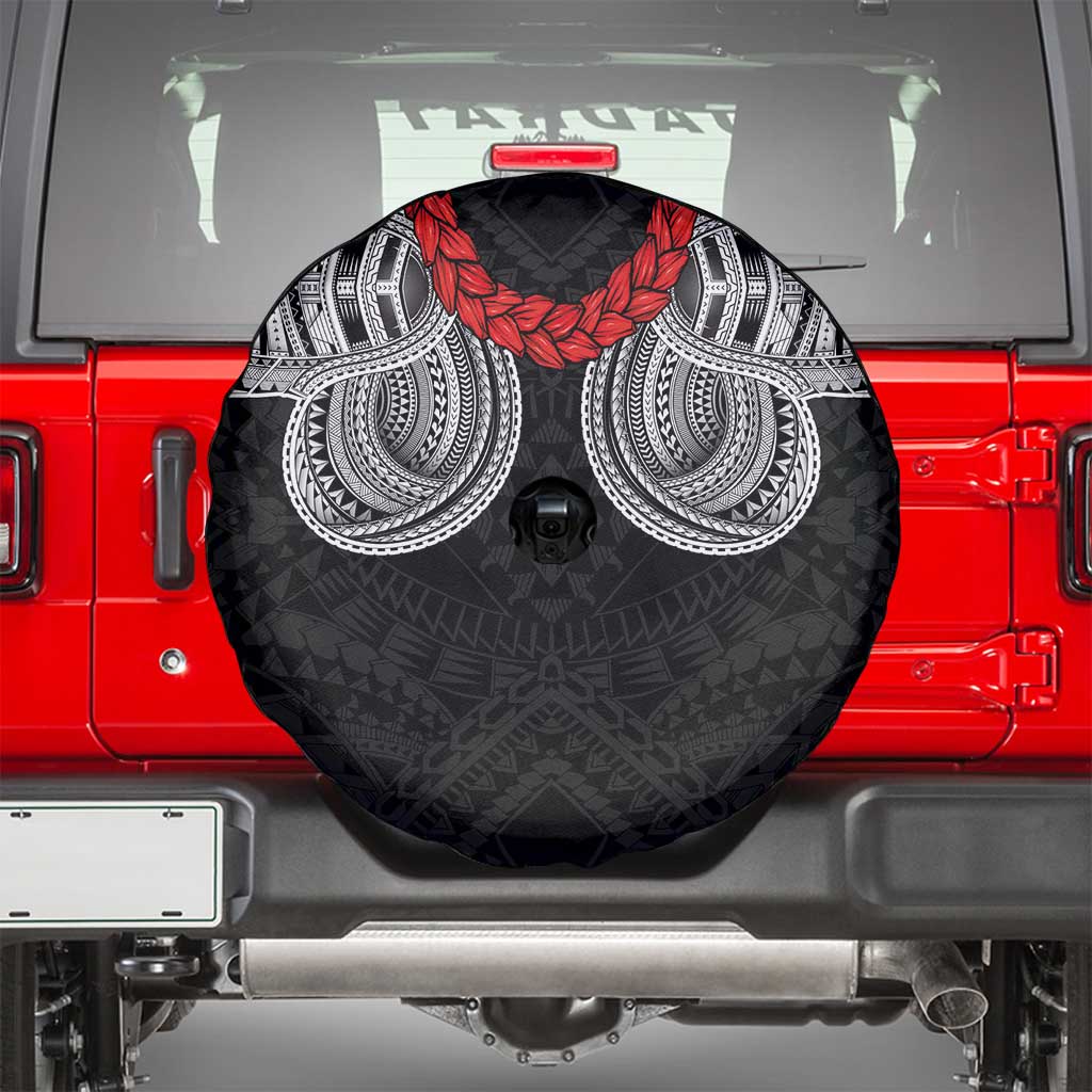 Samoan Traditional Art Tattoos Spare Tire Cover Tatau Tribal Motifs with Ula Fala Black LT03 - Polynesian Pride