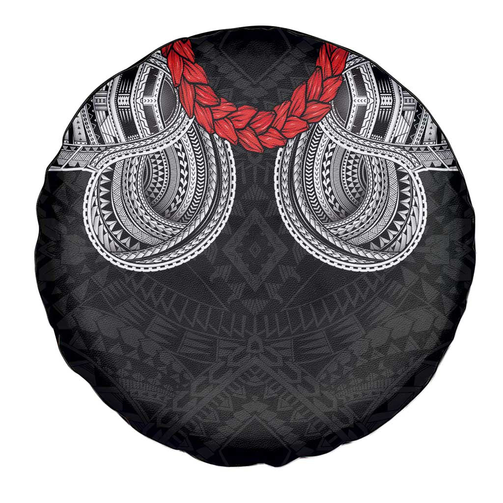 Samoan Traditional Art Tattoos Spare Tire Cover Tatau Tribal Motifs with Ula Fala Black LT03 - Polynesian Pride