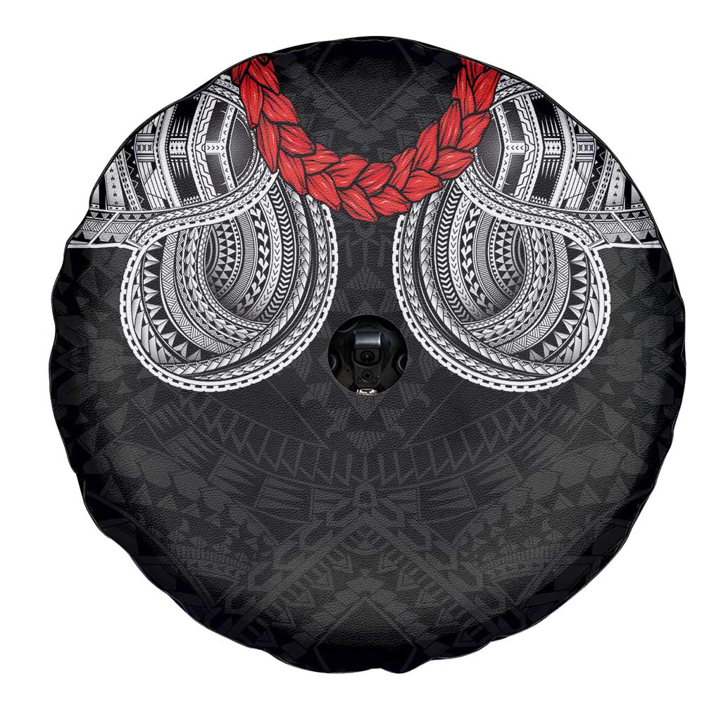 Samoan Traditional Art Tattoos Spare Tire Cover Tatau Tribal Motifs with Ula Fala Black LT03 - Polynesian Pride