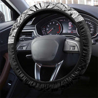 Samoan Traditional Art Tattoos Steering Wheel Cover Tatau Tribal Motifs with Ula Fala Black LT03 - Polynesian Pride