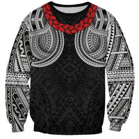 Samoan Traditional Art Tattoos Sweatshirt Tatau Tribal Motifs with Ula Fala Black LT03 Unisex Black - Polynesian Pride