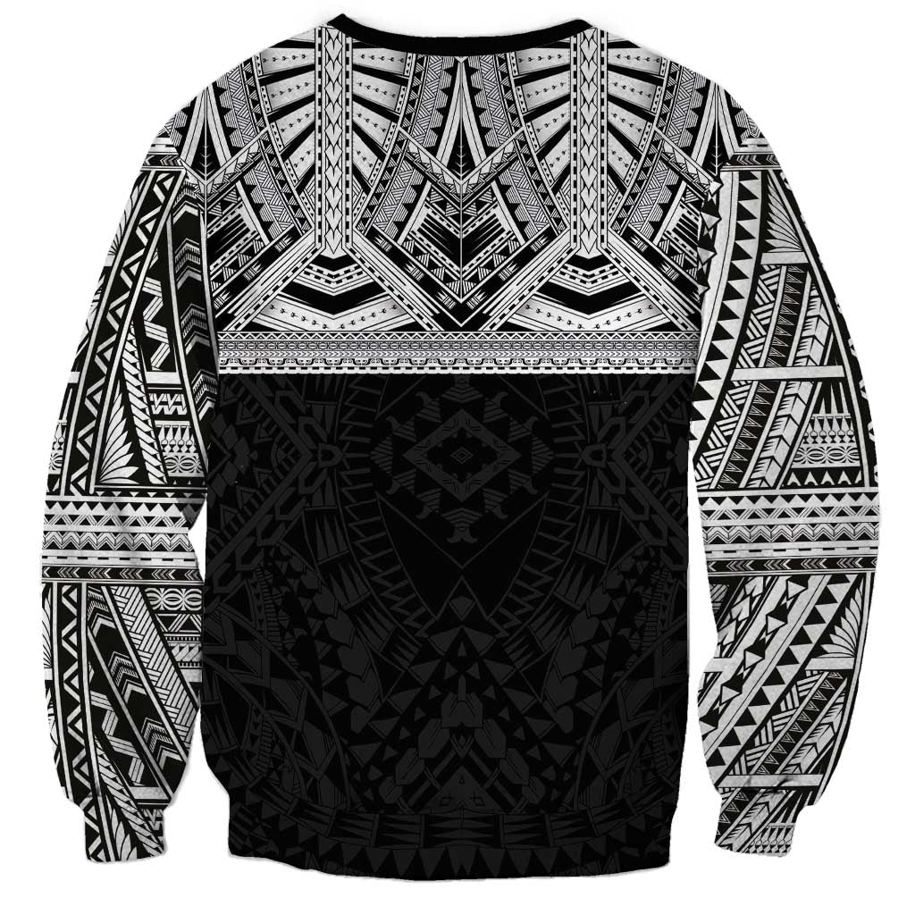 Samoan Traditional Art Tattoos Sweatshirt Tatau Tribal Motifs with Ula Fala Black LT03 - Polynesian Pride