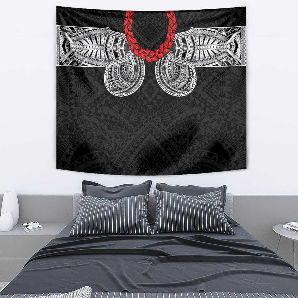Samoan Traditional Art Tattoos Tapestry Tatau Tribal Motifs with Ula Fala Black LT03 - Polynesian Pride