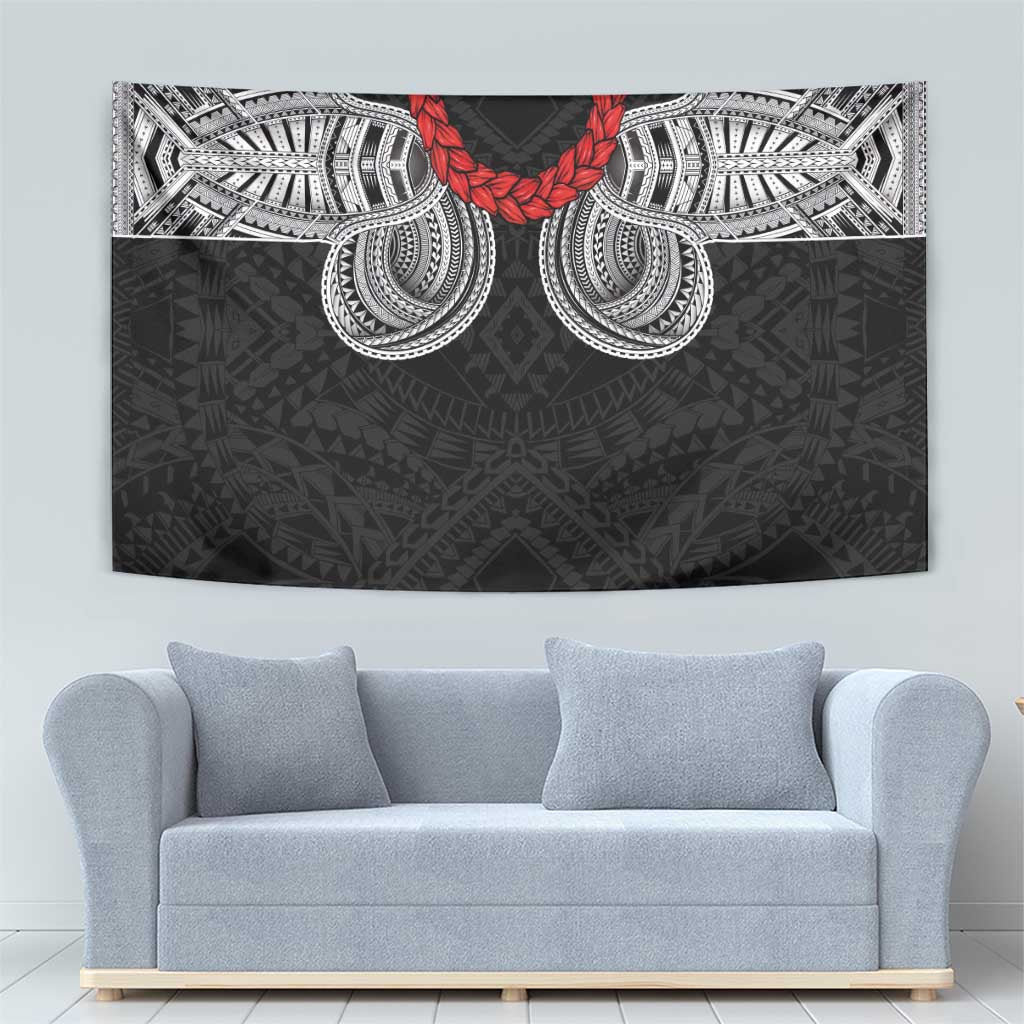 Samoan Traditional Art Tattoos Tapestry Tatau Tribal Motifs with Ula Fala Black LT03 - Polynesian Pride