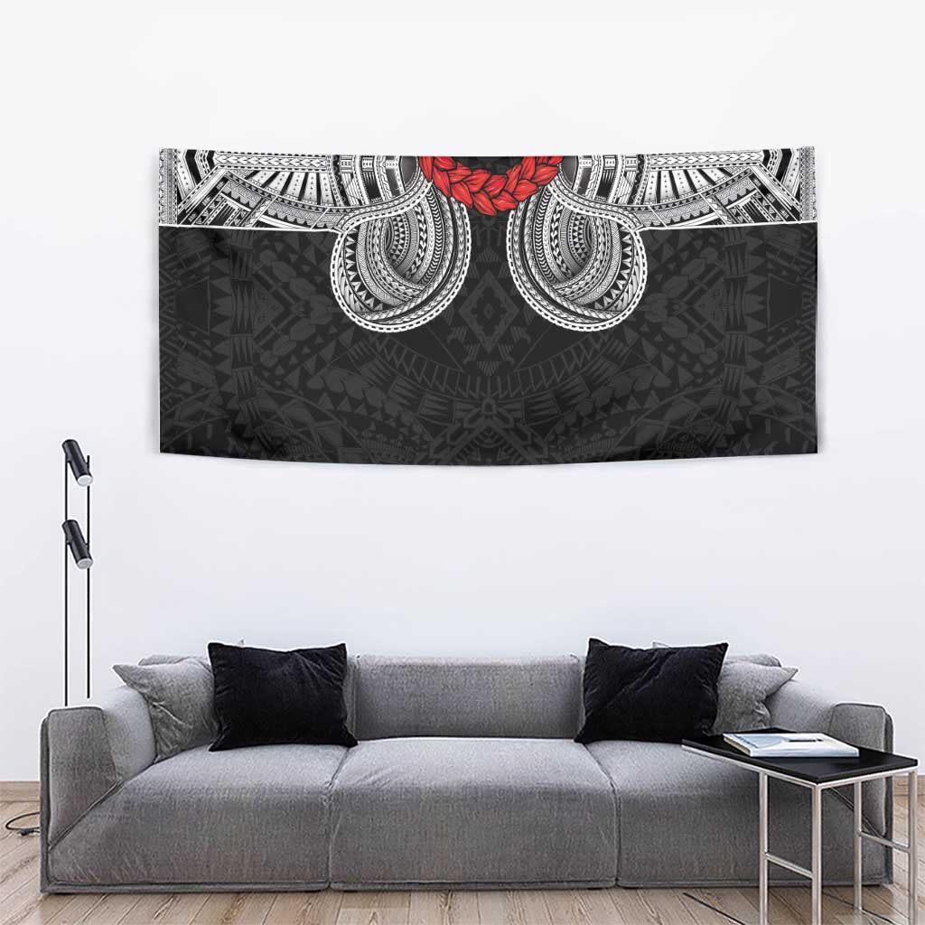 Samoan Traditional Art Tattoos Tapestry Tatau Tribal Motifs with Ula Fala Black LT03 - Polynesian Pride