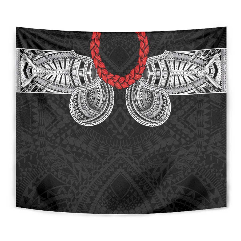 Samoan Traditional Art Tattoos Tapestry Tatau Tribal Motifs with Ula Fala Black LT03 - Polynesian Pride