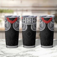 Samoan Traditional Art Tattoos Tumbler Cup Tatau Tribal Motifs with Ula Fala Black LT03 - Polynesian Pride