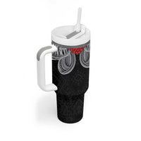 Samoan Traditional Art Tattoos Tumbler With Handle Tatau Tribal Motifs with Ula Fala Black LT03 - Polynesian Pride