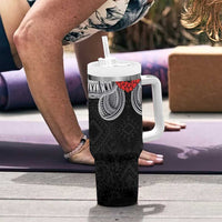 Samoan Traditional Art Tattoos Tumbler With Handle Tatau Tribal Motifs with Ula Fala Black LT03 - Polynesian Pride
