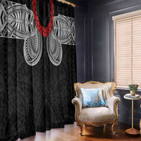 Samoan Traditional Art Tattoos Window Curtain Tatau Tribal Motifs with Ula Fala Black LT03 - Polynesian Pride