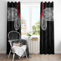 Samoan Traditional Art Tattoos Window Curtain Tatau Tribal Motifs with Ula Fala Black LT03 - Polynesian Pride