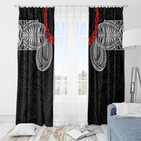 Samoan Traditional Art Tattoos Window Curtain Tatau Tribal Motifs with Ula Fala Black LT03 - Polynesian Pride