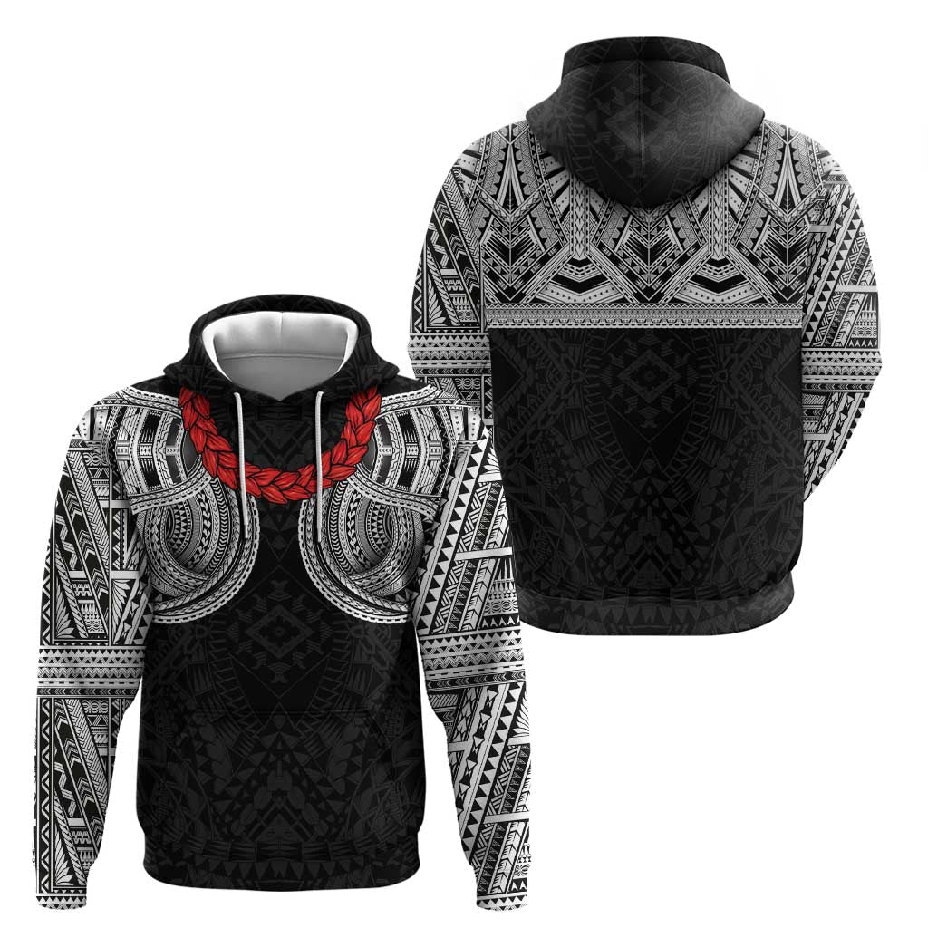 Samoan Traditional Art Tattoos Zip Hoodie Tatau Tribal Motifs with Ula Fala Black LT03 - Polynesian Pride