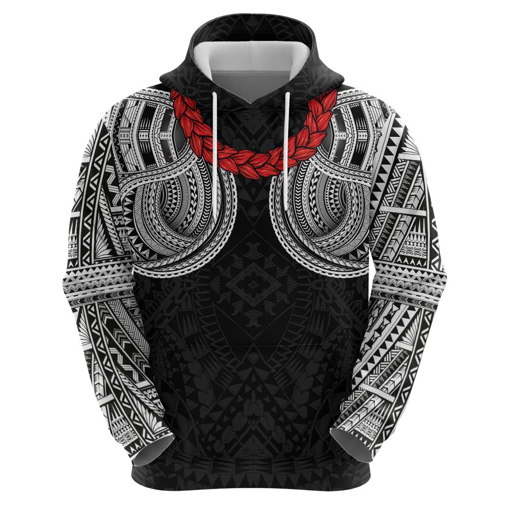 Samoan Traditional Art Tattoos Zip Hoodie Tatau Tribal Motifs with Ula Fala Black LT03 - Polynesian Pride