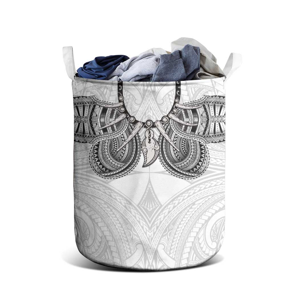 Samoan Traditional Art Tattoos Laundry Basket Tatau Tribal Motifs with Ula Nifo White LT03 - Polynesian Pride