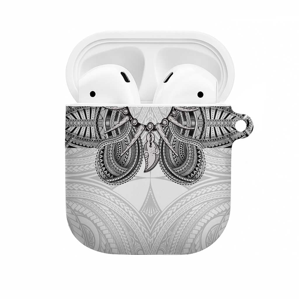 Samoan Traditional Art Tattoos AirPods Case Tatau Tribal Motifs with Ula Nifo White LT03 White - Polynesian Pride