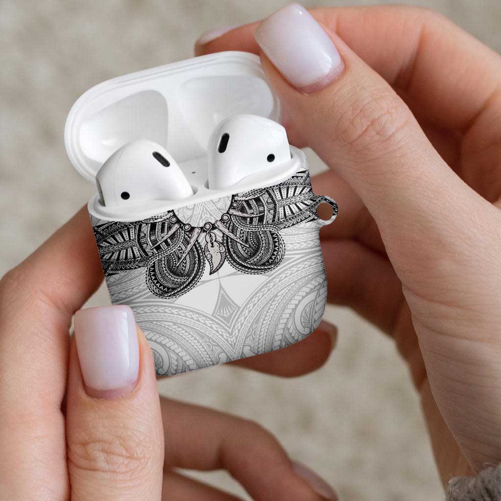 Samoan Traditional Art Tattoos AirPods Case Tatau Tribal Motifs with Ula Nifo White LT03 - Polynesian Pride