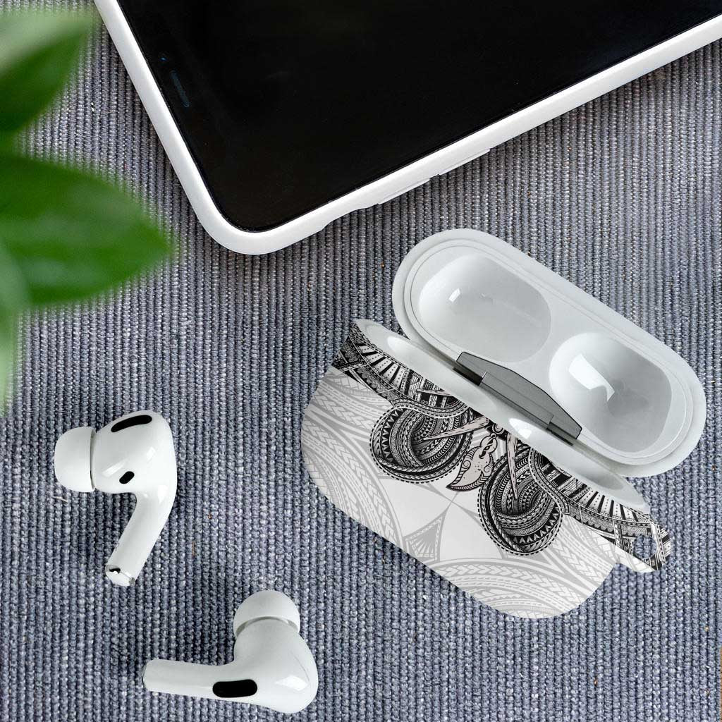 Samoan Traditional Art Tattoos AirPods Case Tatau Tribal Motifs with Ula Nifo White LT03 - Polynesian Pride