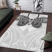 Samoan Traditional Art Tattoos Area Rug Tatau Tribal Motifs with Ula Nifo White LT03 White - Polynesian Pride