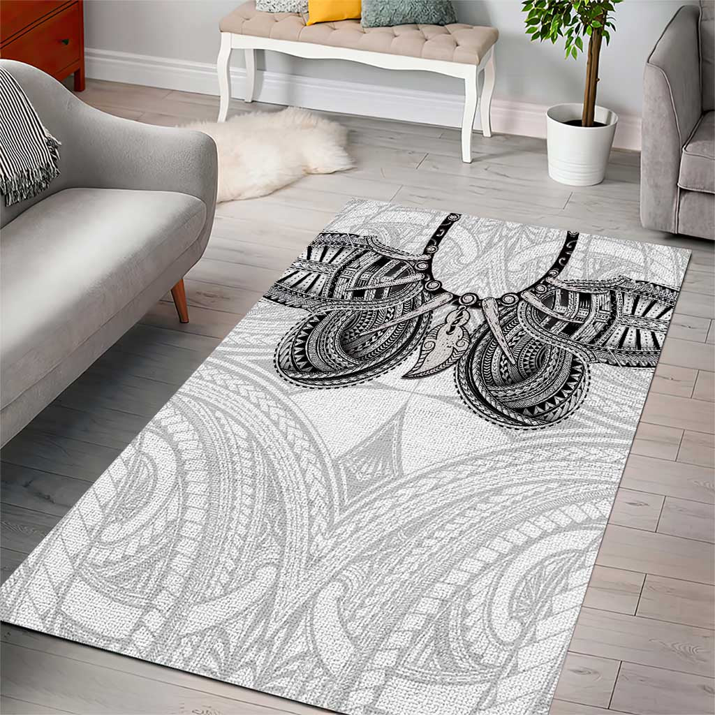 Samoan Traditional Art Tattoos Area Rug Tatau Tribal Motifs with Ula Nifo White LT03 - Polynesian Pride