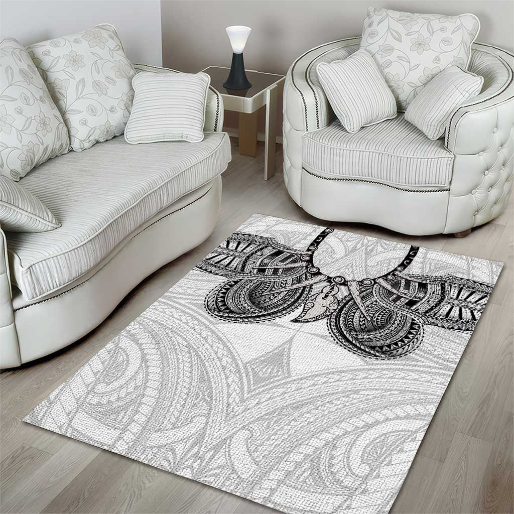 Samoan Traditional Art Tattoos Area Rug Tatau Tribal Motifs with Ula Nifo White LT03 - Polynesian Pride