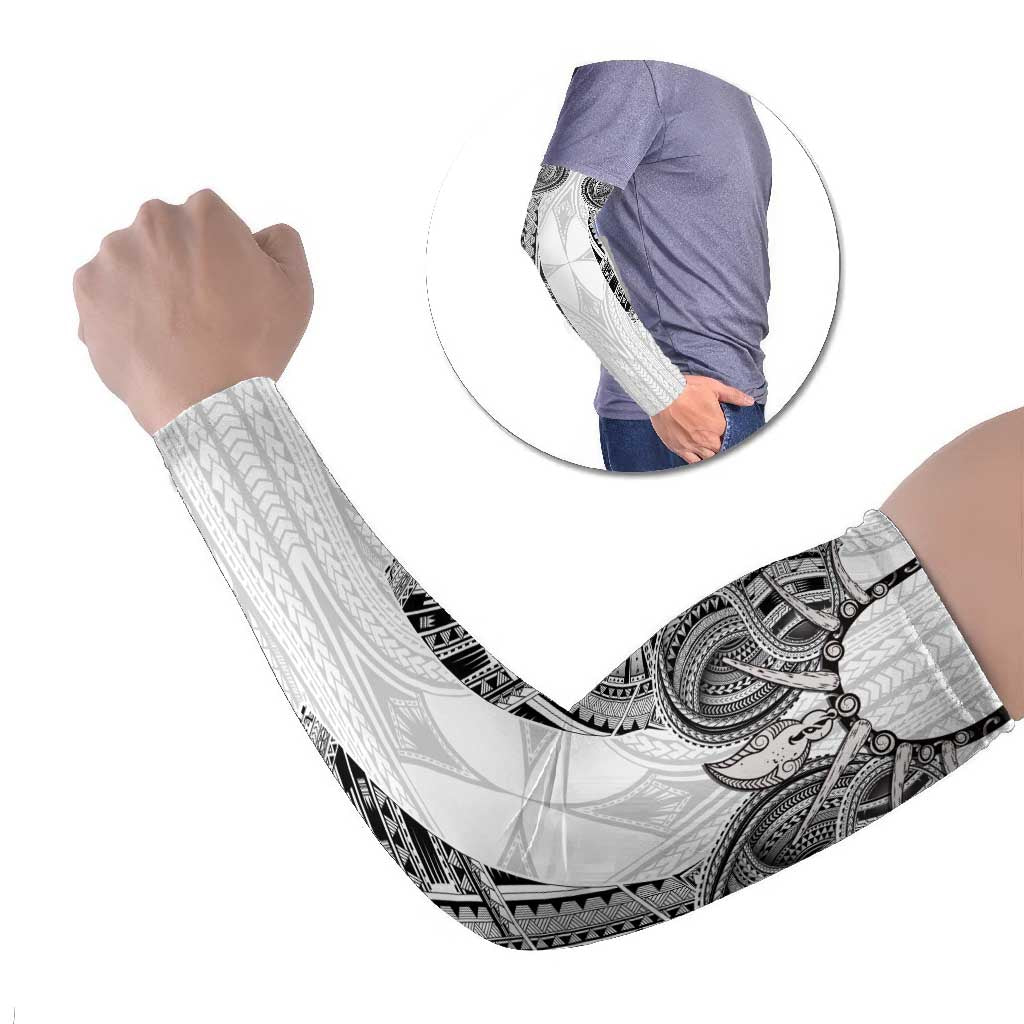 Samoan Traditional Art Tattoos Arm Sleeves Tatau Tribal Motifs with Ula Nifo White LT03 Set of 2 White - Polynesian Pride