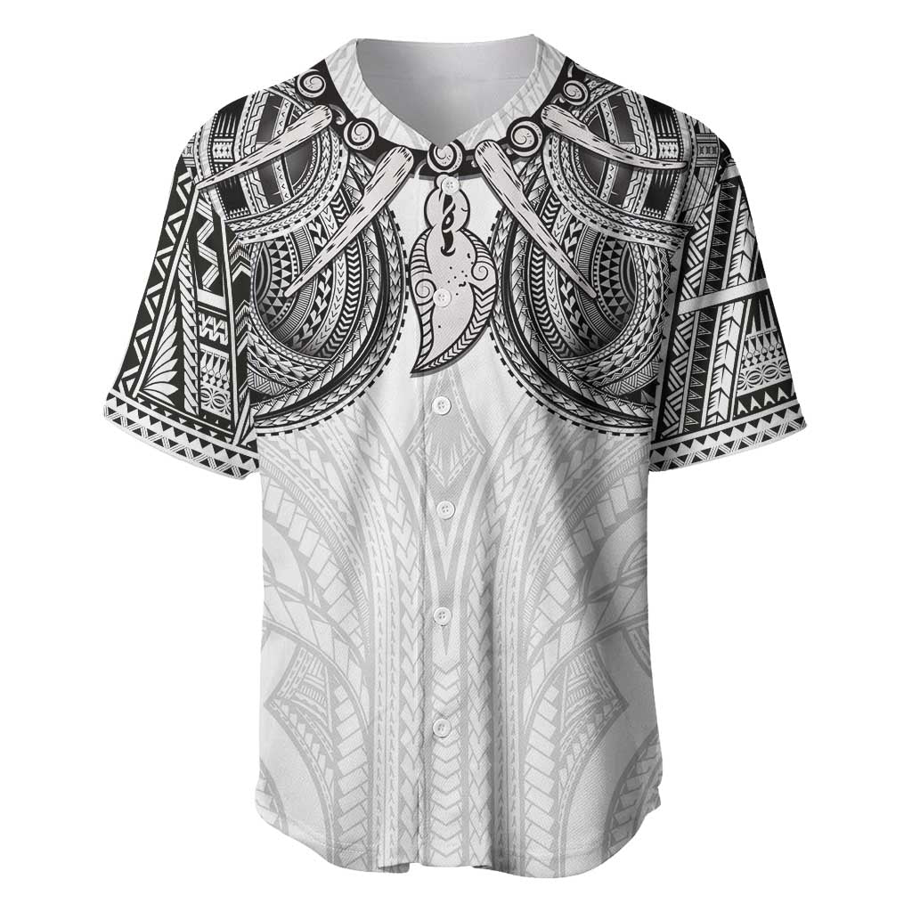Samoan Traditional Art Tattoos Baseball Jersey Tatau Tribal Motifs with Ula Nifo White LT03 White - Polynesian Pride