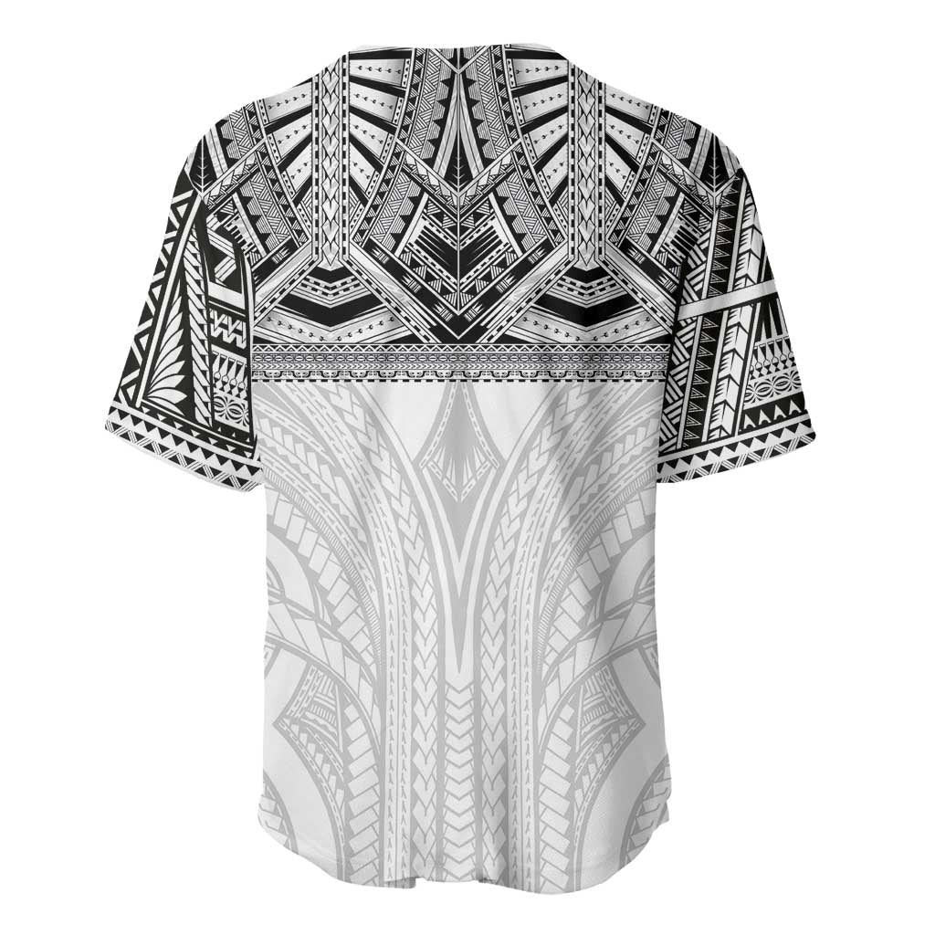 Samoan Traditional Art Tattoos Baseball Jersey Tatau Tribal Motifs with Ula Nifo White LT03 - Polynesian Pride