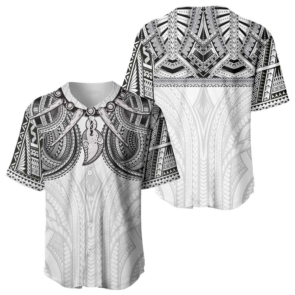 Samoan Traditional Art Tattoos Baseball Jersey Tatau Tribal Motifs with Ula Nifo White LT03 - Polynesian Pride
