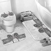 Samoan Traditional Art Tattoos Bathroom Set Tatau Tribal Motifs with Ula Nifo White LT03 Mat Set Only (3 pcs) One Size White - Polynesian Pride