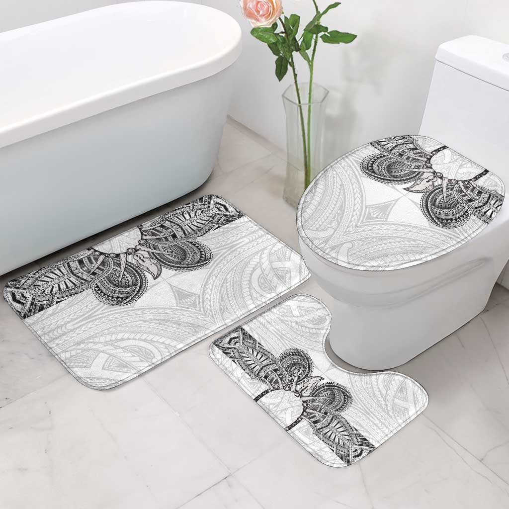 Samoan Traditional Art Tattoos Bathroom Set Tatau Tribal Motifs with Ula Nifo White LT03 - Polynesian Pride
