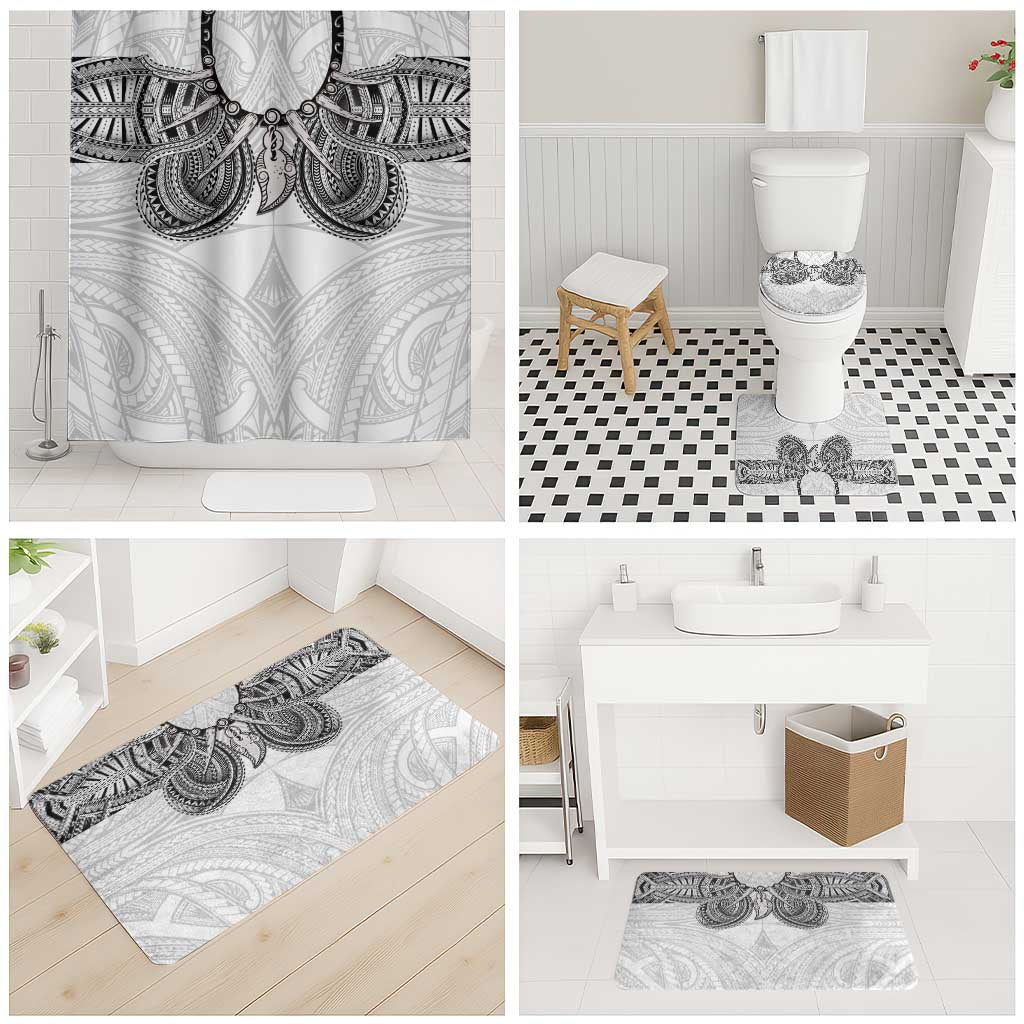 Samoan Traditional Art Tattoos Bathroom Set Tatau Tribal Motifs with Ula Nifo White LT03 - Polynesian Pride