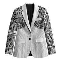 Samoan Traditional Art Tattoos Blazer Tatau Tribal Motifs with Ula Nifo White LT03 Unisex White - Polynesian Pride
