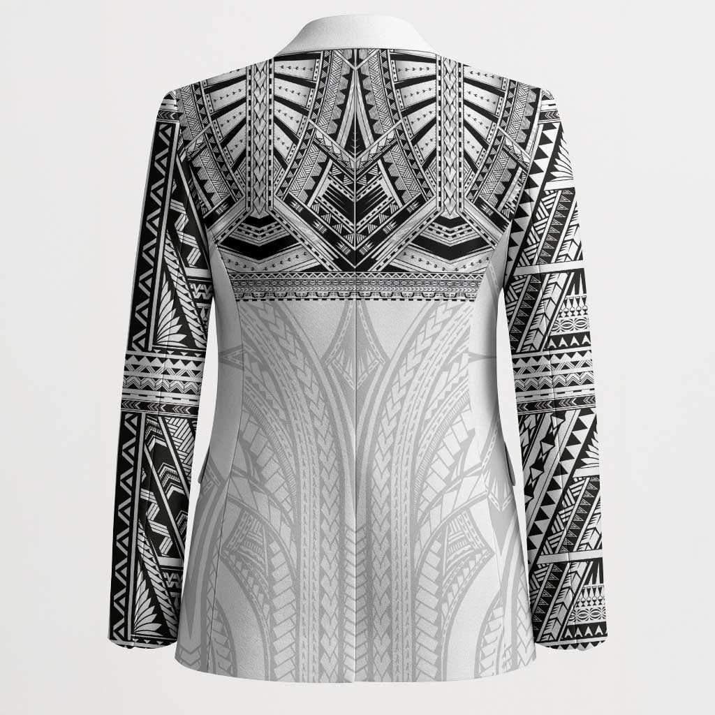 Samoan Traditional Art Tattoos Blazer Tatau Tribal Motifs with Ula Nifo White LT03 - Polynesian Pride