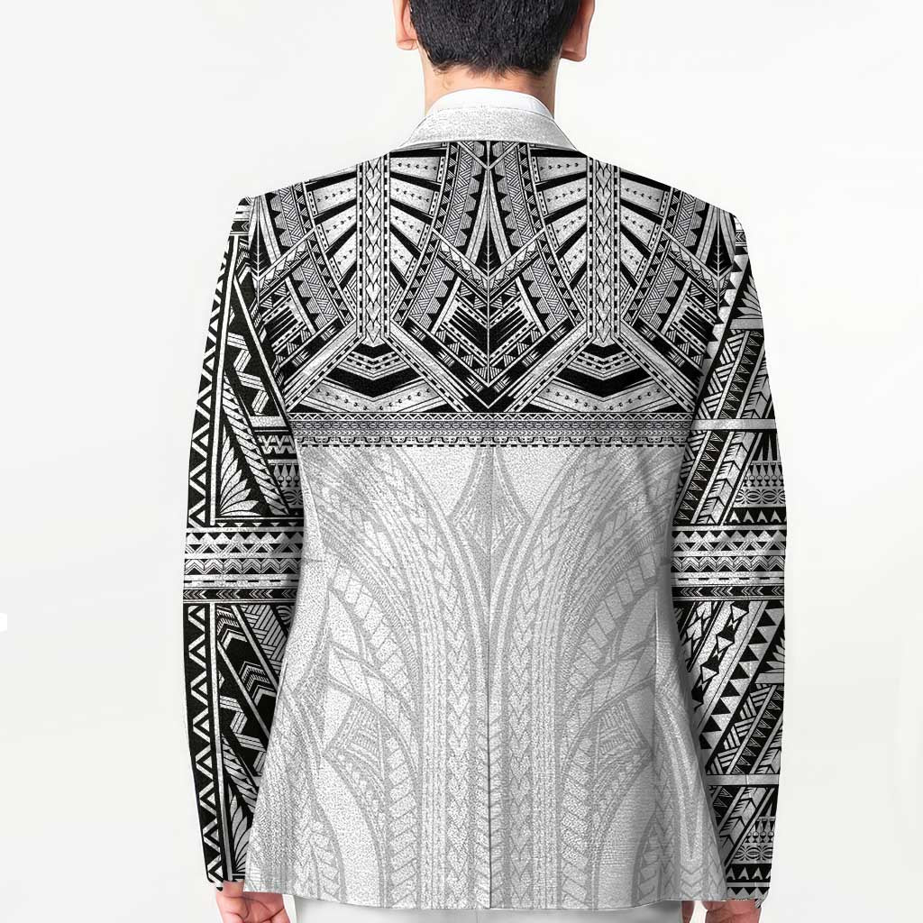 Samoan Traditional Art Tattoos Blazer Tatau Tribal Motifs with Ula Nifo White LT03 - Polynesian Pride