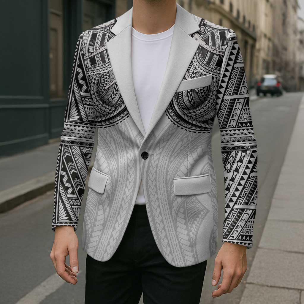 Samoan Traditional Art Tattoos Blazer Tatau Tribal Motifs with Ula Nifo White LT03 - Polynesian Pride