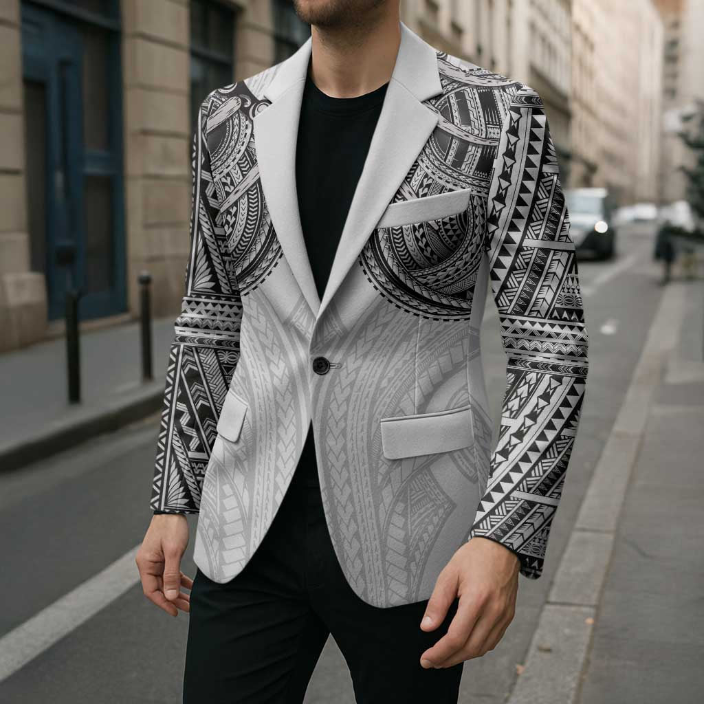 Samoan Traditional Art Tattoos Blazer Tatau Tribal Motifs with Ula Nifo White LT03 - Polynesian Pride