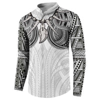 Samoan Traditional Art Tattoos Button Sweatshirt Tatau Tribal Motifs with Ula Nifo White LT03 - Polynesian Pride