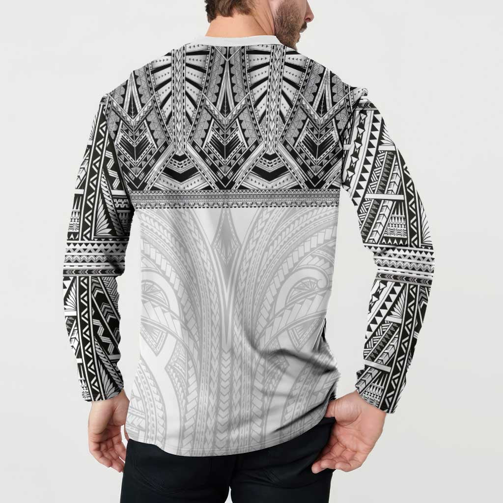 Samoan Traditional Art Tattoos Button Sweatshirt Tatau Tribal Motifs with Ula Nifo White LT03 - Polynesian Pride