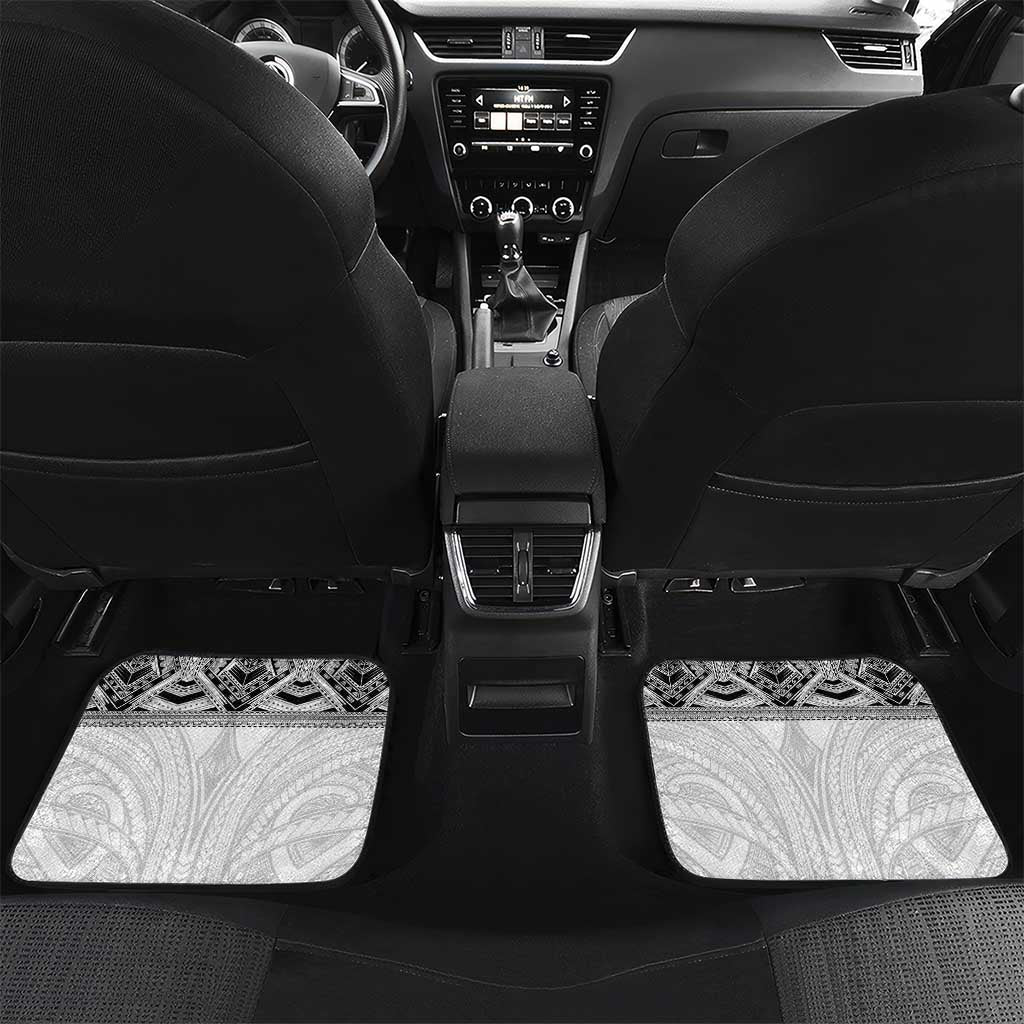 Samoan Traditional Art Tattoos Car Mats Tatau Tribal Motifs with Ula Nifo White LT03 Set 2pcs - Back White - Polynesian Pride