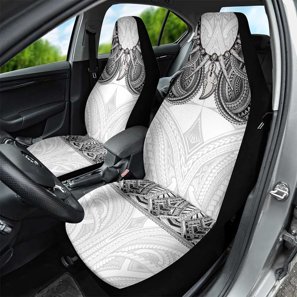 Samoan Traditional Art Tattoos Car Seat Cover Tatau Tribal Motifs with Ula Nifo White LT03 - Polynesian Pride