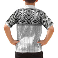 Samoan Traditional Art Tattoos Family Matching Off Shoulder Maxi Dress and Hawaiian Shirt Tatau Tribal Motifs with Ula Nifo White LT03 - Polynesian Pride