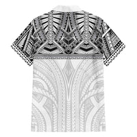 Samoan Traditional Art Tattoos Family Matching Off Shoulder Maxi Dress and Hawaiian Shirt Tatau Tribal Motifs with Ula Nifo White LT03 - Polynesian Pride