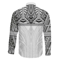 Samoan Traditional Art Tattoos Family Matching Off Shoulder Short Dress and Hawaiian Shirt Tatau Tribal Motifs with Ula Nifo White LT03 - Polynesian Pride