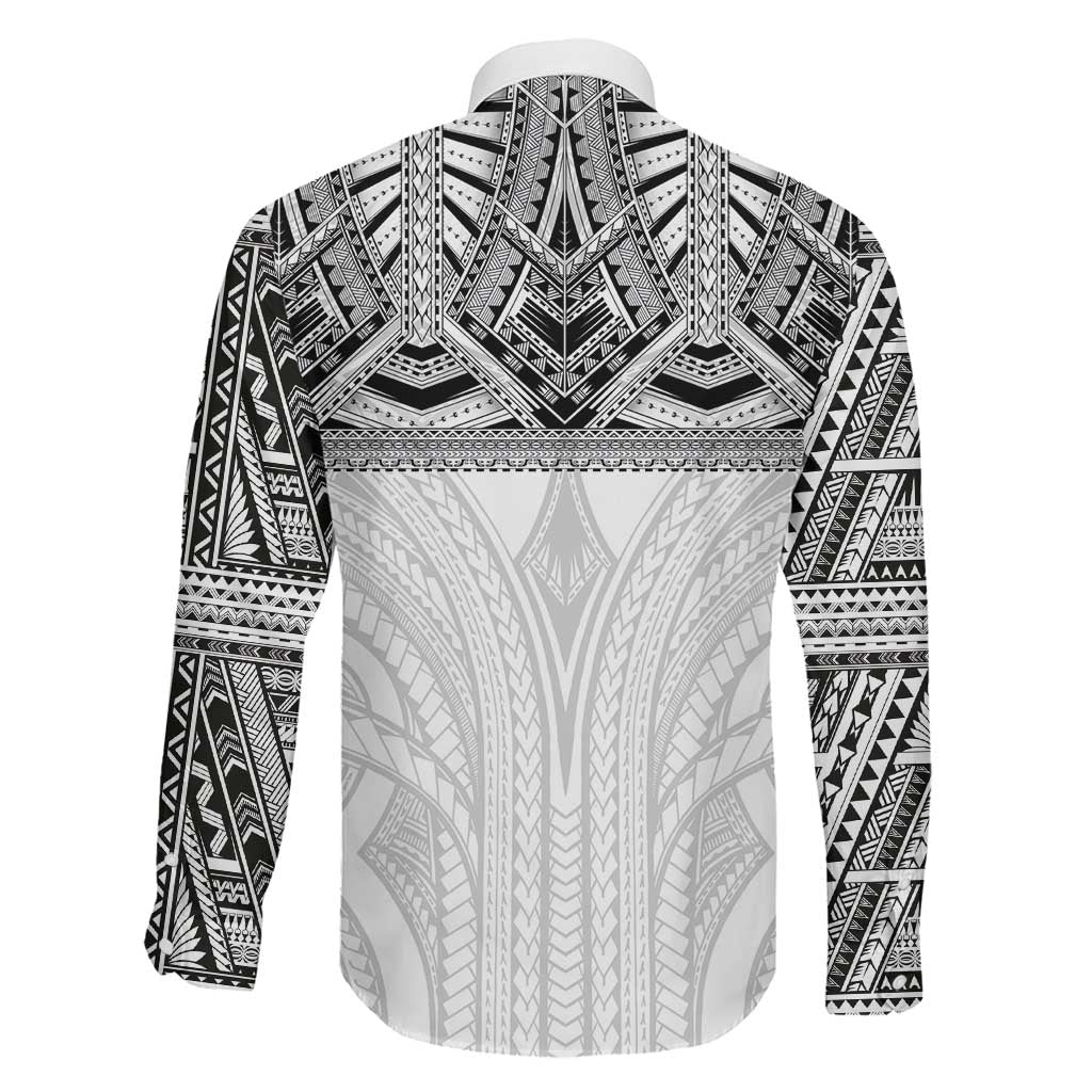 Samoan Traditional Art Tattoos Family Matching Puletasi and Hawaiian Shirt Tatau Tribal Motifs with Ula Nifo White LT03 - Polynesian Pride